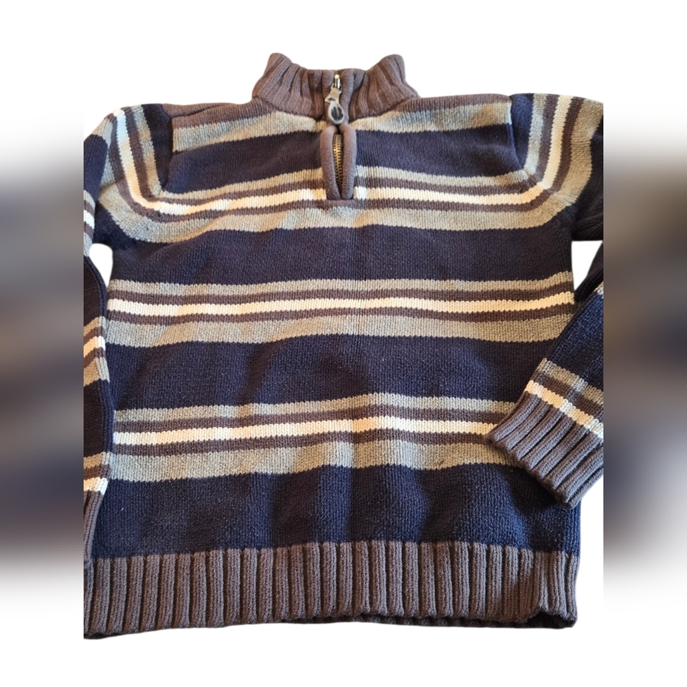 The Children's Place Gray/Blue Quarter-Zip Sweater Classic Knit Size Small (5/6)